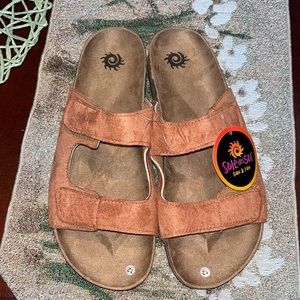 Sole del Sol Velcro Vegan Leather Birkenstock Style Sandals Sz 11 NWT